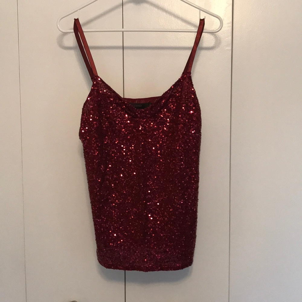 Red sequined camisole top